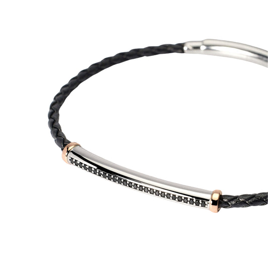 Bracciale Mabina Uomo in argento 925 con zirconi neri Regolabile 20-22 cm