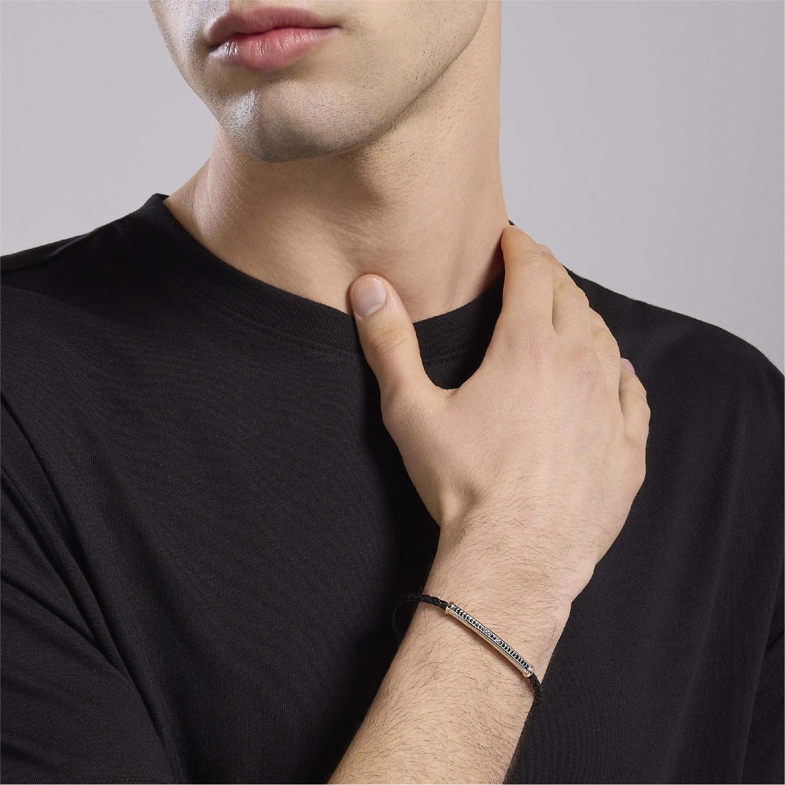Bracciale Mabina Uomo in argento 925 con zirconi neri Regolabile 20-22 cm