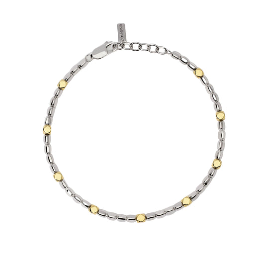 Bracciale Mabina Uomo con pepite in argento 925 bicolore Regolabile 19-21 cm