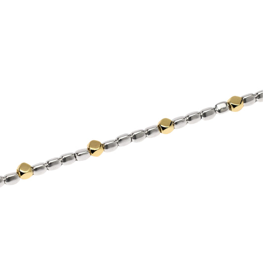 Bracciale Mabina Uomo con pepite in argento 925 bicolore Regolabile 19-21 cm