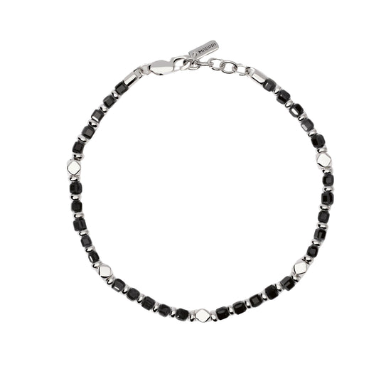 Bracciale regolabile Mabina Uomo in argento 925 e agata nera Regolabile 19-21 cm