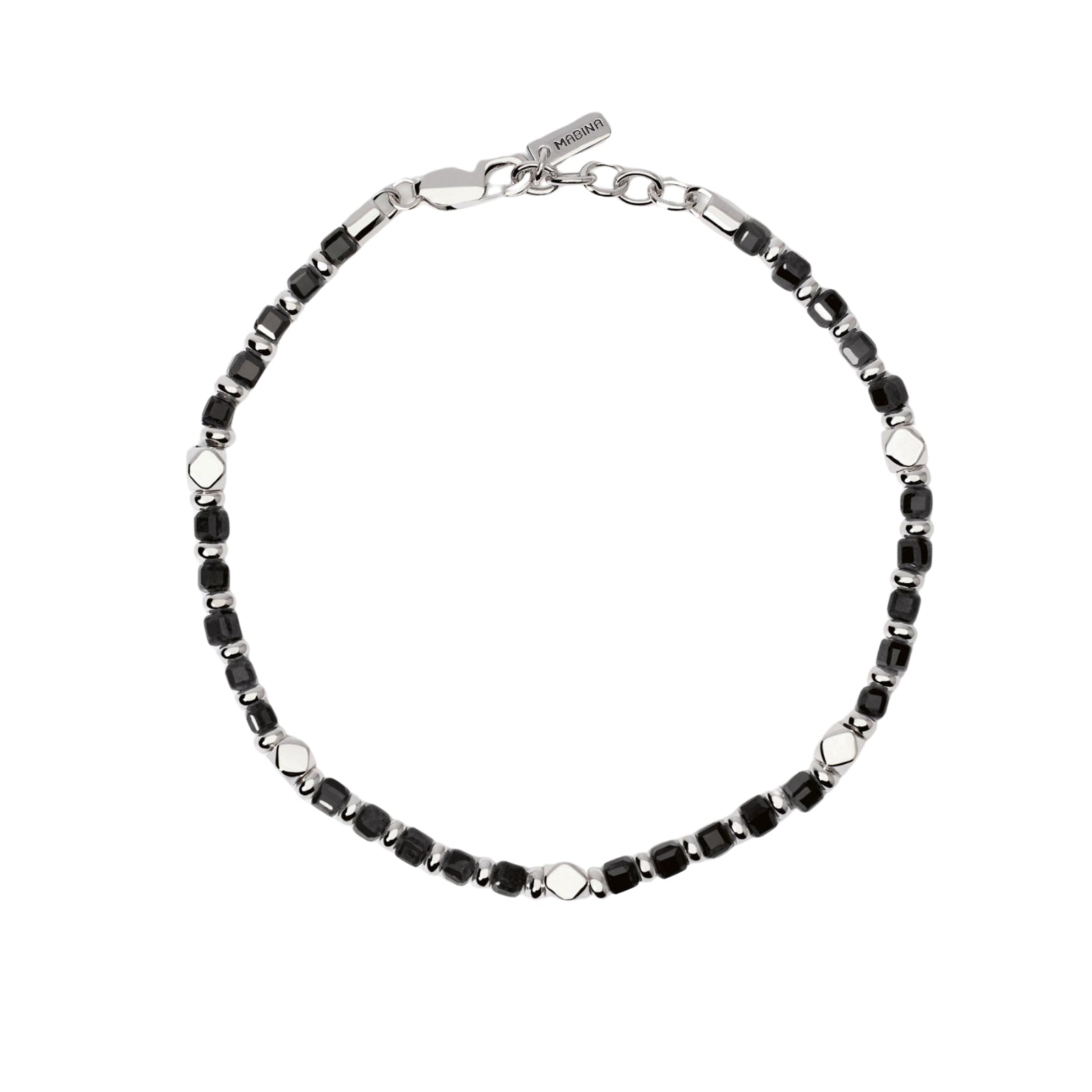 Bracciale regolabile Mabina Uomo in argento 925 e agata nera Regolabile 19-21 cm