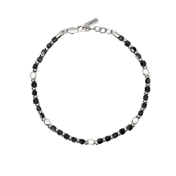 Bracciale regolabile Mabina Uomo in argento 925 e agata nera Regolabile 19-21 cm