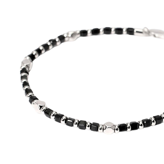Bracciale regolabile Mabina Uomo in argento 925 e agata nera Regolabile 19-21 cm