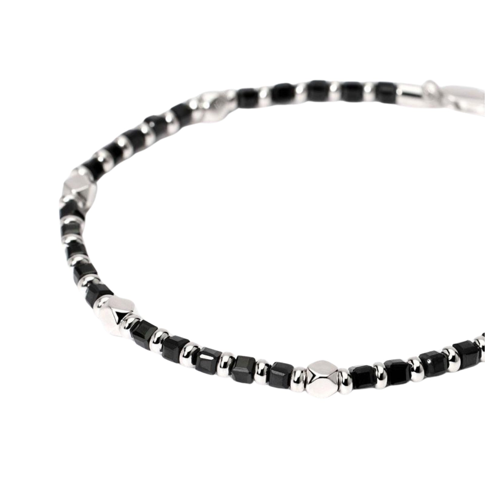 Bracciale regolabile Mabina Uomo in argento 925 e agata nera Regolabile 19-21 cm