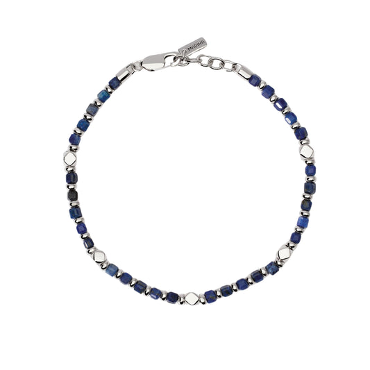 Bracciale Mabina Uomo in argento 925 e sodalite blu Regolabile 19-21 cm