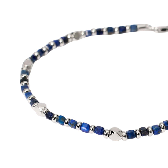 Bracciale Mabina Uomo in argento 925 e sodalite blu Regolabile 19-21 cm