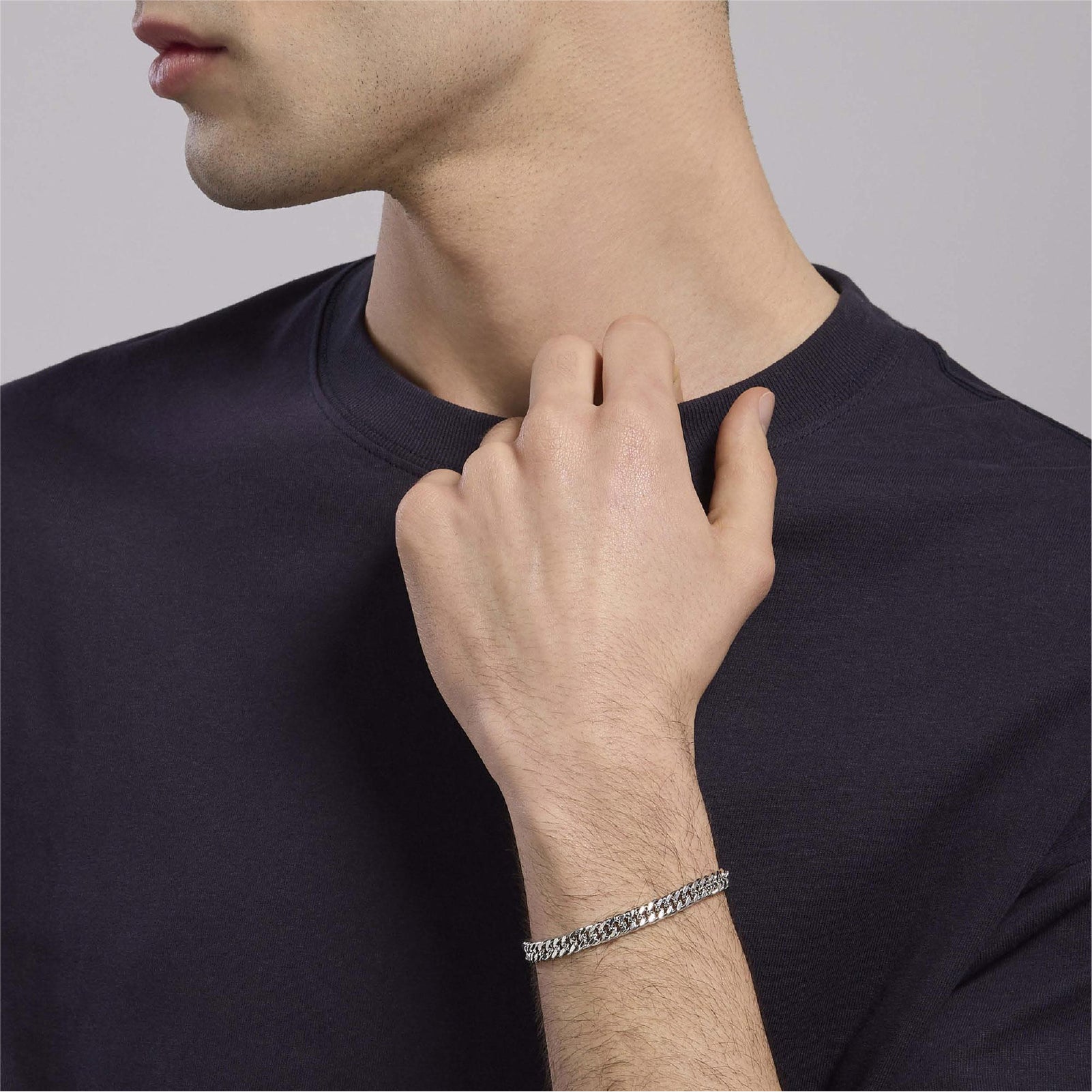 Bracciale Mabina Uomo in argento 925 maglia groumette Regolabile 19-21 cm