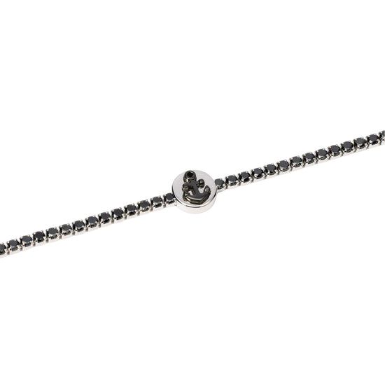 Bracciale tennis Mabina Uomo con zirconi neri e simbolo ancora Regolabile 18,5-20,5 cm