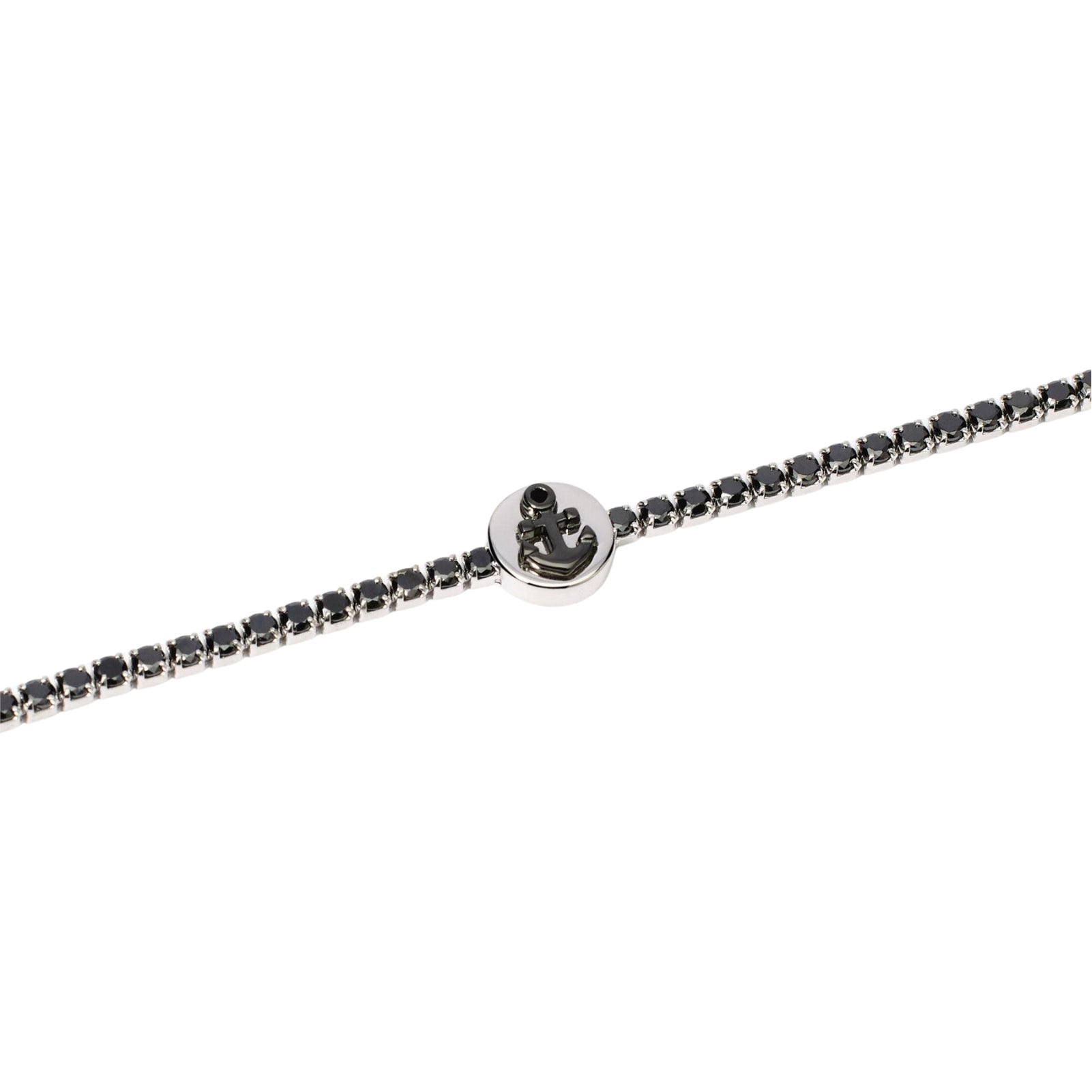 Bracciale tennis Mabina Uomo con zirconi neri e simbolo ancora Regolabile 18,5-20,5 cm