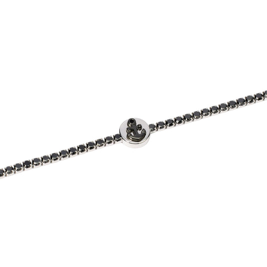 Bracciale tennis Mabina Uomo con zirconi neri e simbolo ancora Regolabile 18,5-20,5 cm