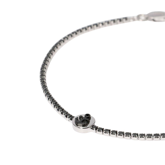 Bracciale tennis Mabina Uomo con zirconi neri e simbolo ancora Regolabile 18,5-20,5 cm