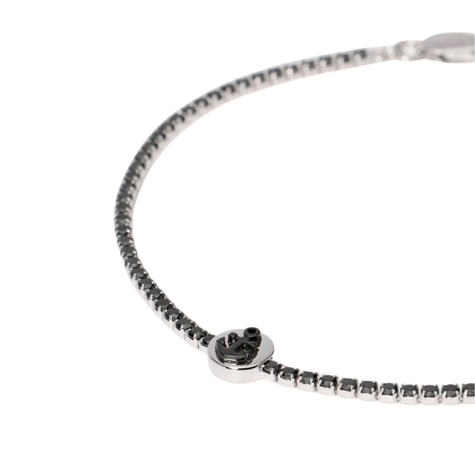 Bracciale tennis Mabina Uomo con zirconi neri e simbolo ancora Regolabile 18,5-20,5 cm