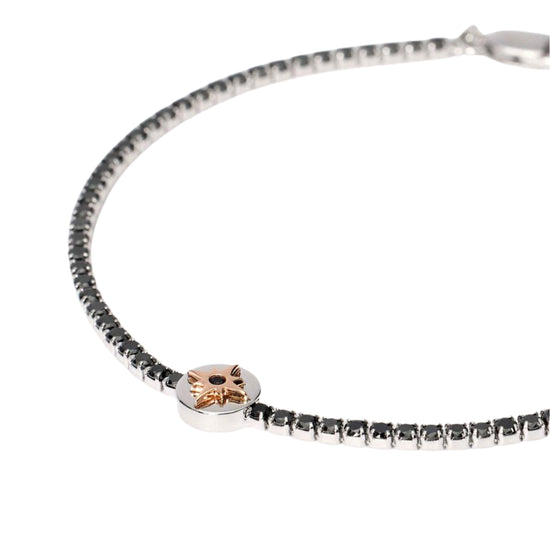 Bracciale tennis Mabina Uomo con zirconi neri e rosa dei venti Regolabile 18,5-20,5 cm