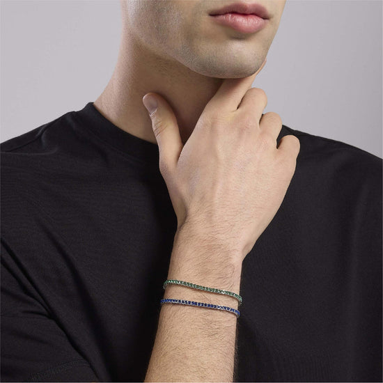 Bracciale tennis Mabina Uomo in argento 925 con zirconi blu Regolabile 18-20 cm