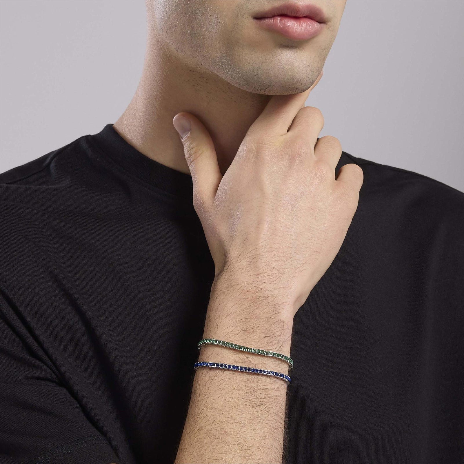 Bracciale tennis Mabina Uomo in argento 925 con zirconi blu Regolabile 18-20 cm
