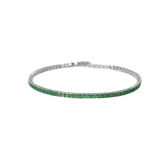 Bracciale tennis Mabina Uomo in argento 925 con zirconi verdi Regolabile 18-20 cm
