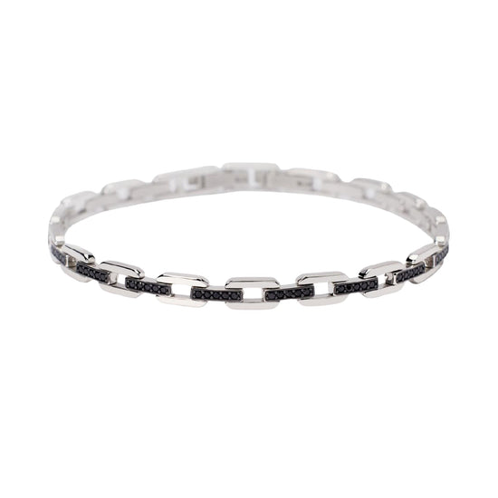 Collana catena Mabina da uomo in argento con zirconi neri Regolabile 18,5-19,5 cm