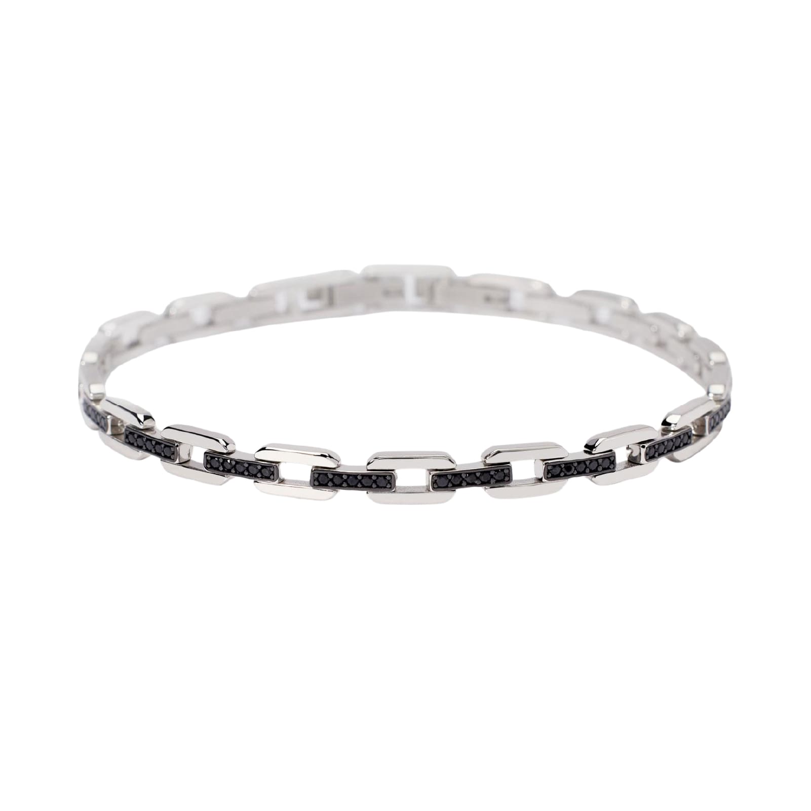 Collana catena Mabina da uomo in argento con zirconi neri Regolabile 18,5-19,5 cm