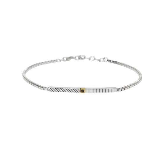 Bracciale Mabina catena veneta argento con oro 18K e zircone Regolabile 19-21 cm