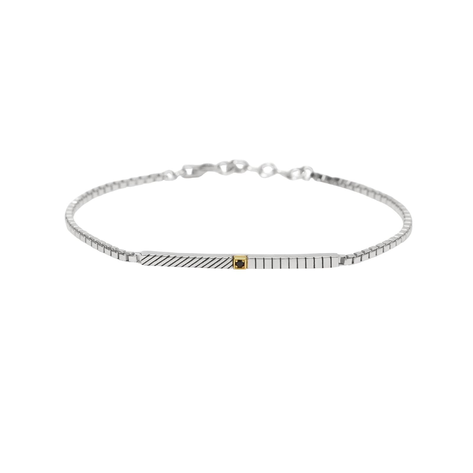 Bracciale Mabina catena veneta argento con oro 18K e zircone Regolabile 19-21 cm