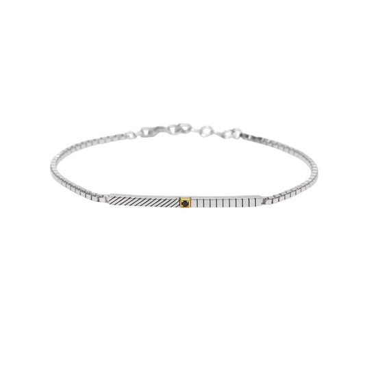 Bracciale Mabina catena veneta argento con oro 18K e zircone Regolabile 19-21 cm