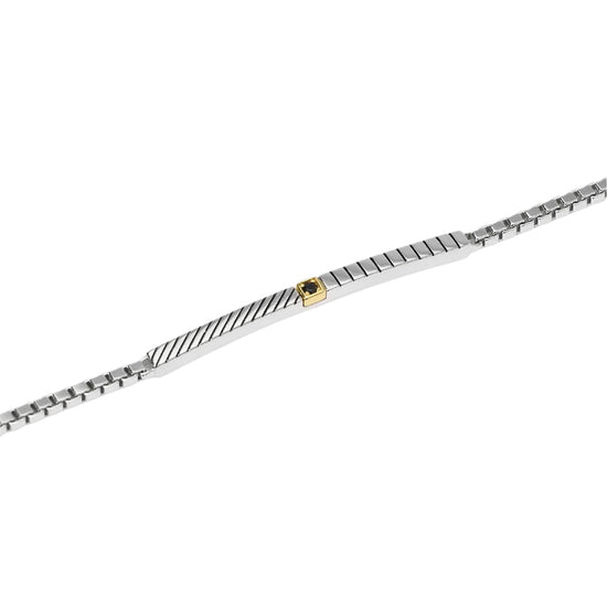Bracciale Mabina catena veneta argento con oro 18K e zircone Regolabile 19-21 cm