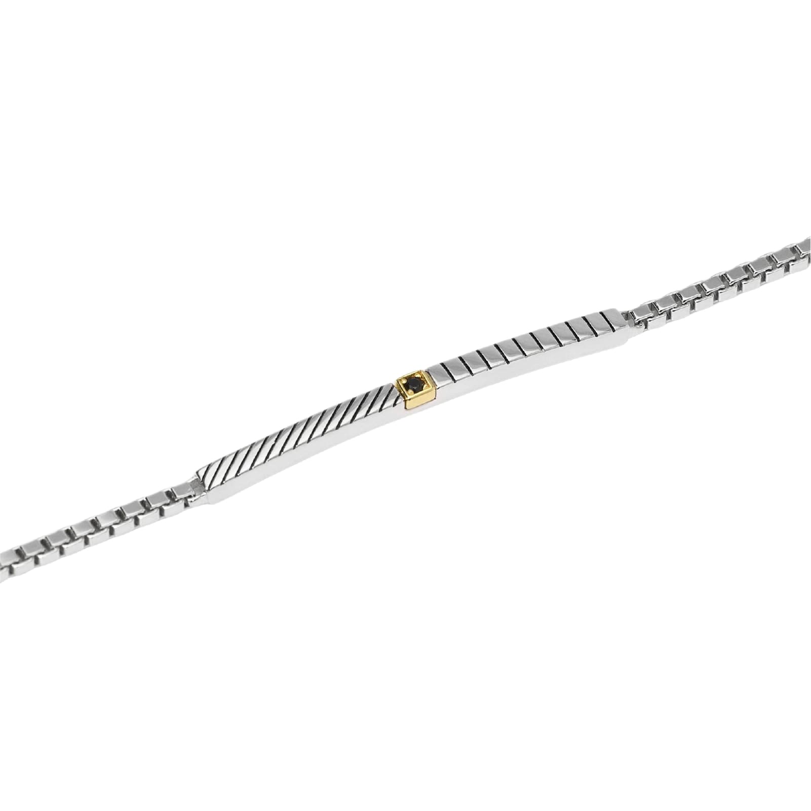 Bracciale Mabina catena veneta argento con oro 18K e zircone Regolabile 19-21 cm