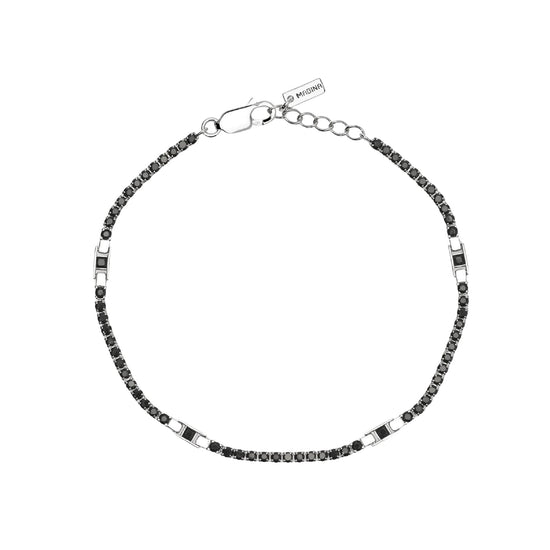 Bracciale tennis Mabina Cult uomo in argento e zirconi neri Regolabile 18-20 cm
