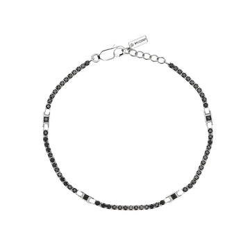 Bracciale tennis Mabina Cult uomo in argento e zirconi neri Regolabile 18-20 cm