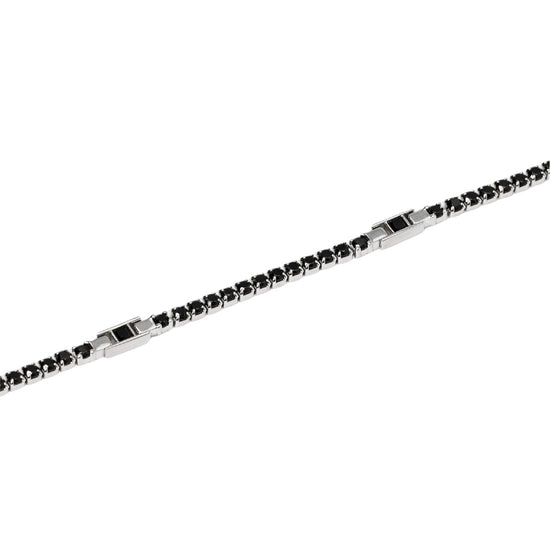 Bracciale tennis Mabina Cult uomo in argento e zirconi neri Regolabile 18-20 cm