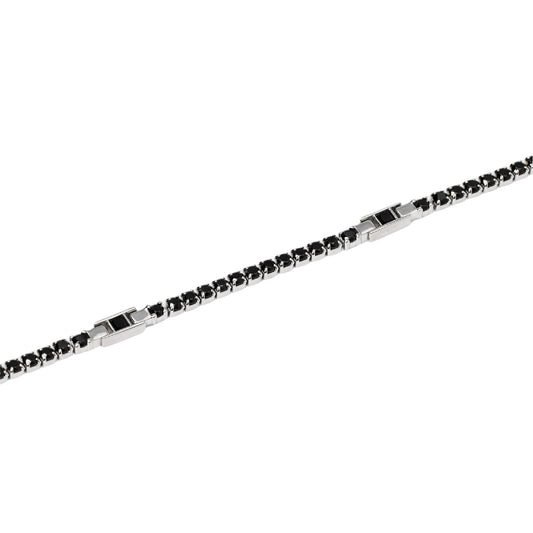 Bracciale tennis Mabina Cult uomo in argento e zirconi neri Regolabile 18-20 cm