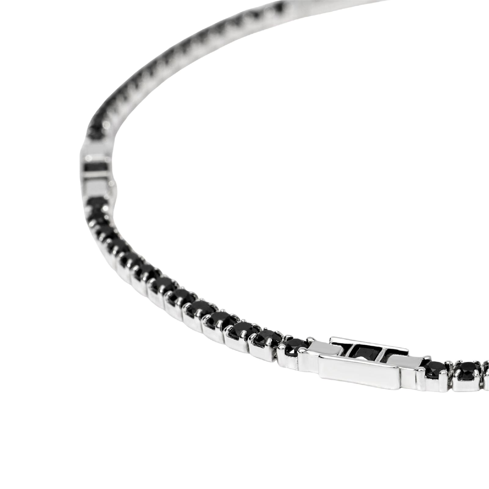 Bracciale tennis Mabina Cult uomo in argento e zirconi neri Regolabile 18-20 cm