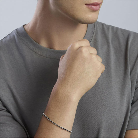 Bracciale tennis Mabina Cult uomo in argento e zirconi neri Regolabile 18-20 cm