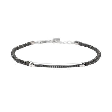 Bracciale catena Mabina uomo in argento con ematite e zirconi Regolabile 19-21 cm