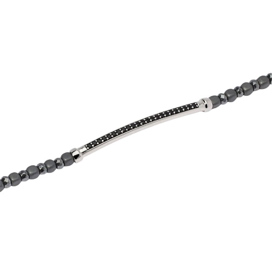 Bracciale catena Mabina uomo in argento con ematite e zirconi Regolabile 19-21 cm