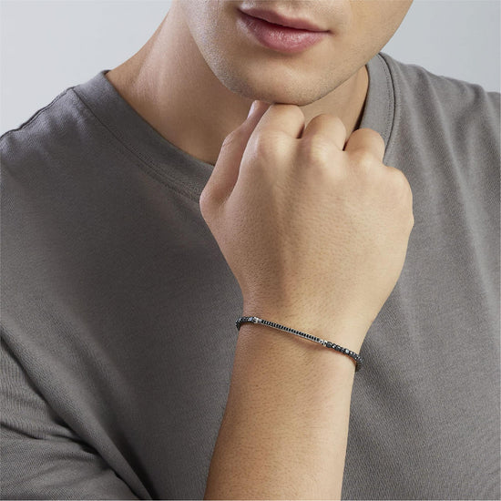 Bracciale catena Mabina uomo in argento con ematite e zirconi Regolabile 19-21 cm