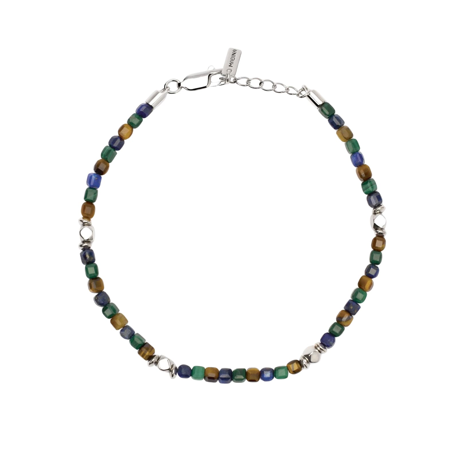 Bracciale Mabina uomo in argento pietre multicolor toni scuri Regolabile 19-21 cm