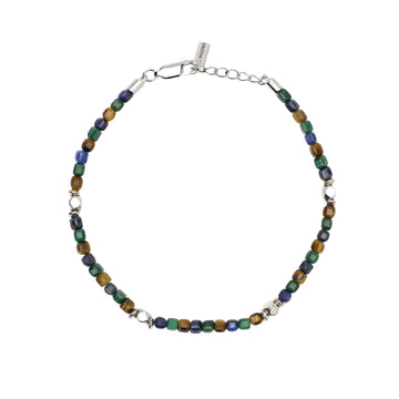 Bracciale Mabina uomo in argento pietre multicolor toni scuri Regolabile 19-21 cm