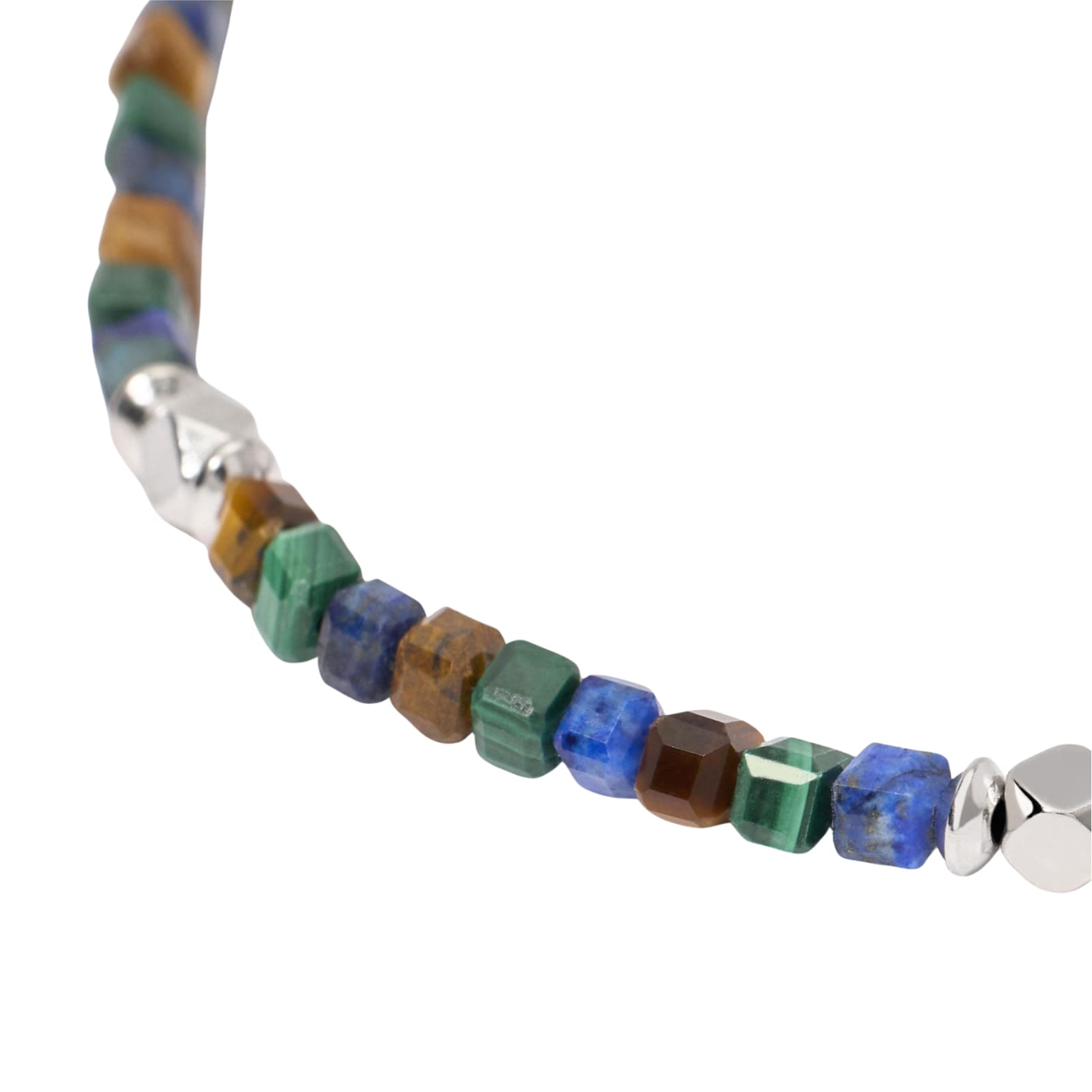 Bracciale Mabina uomo in argento pietre multicolor toni scuri Regolabile 19-21 cm