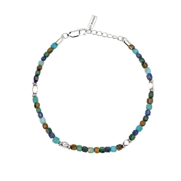 Bracciale Mabina uomo argento e pietre multicolor toni chiari Regolabile 19-21 cm