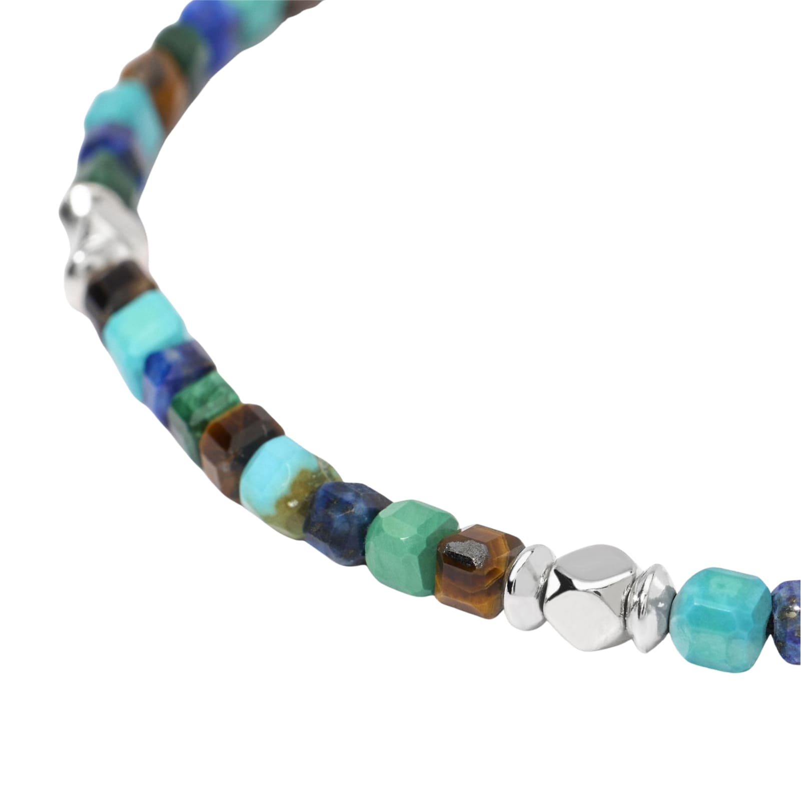 Bracciale Mabina uomo argento e pietre multicolor toni chiari Regolabile 19-21 cm