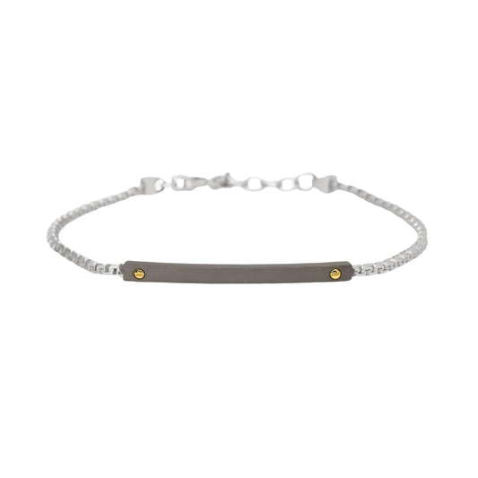Bracciale catena Mabina uomo in argento e piastra con oro 18K Regolabile 19-21 cm