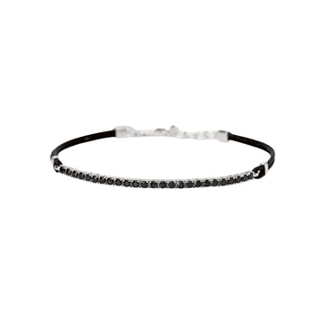 Bracciale con cordino e tennis Mabina con zirconi neri Regolabile 18,5-20,5 cm