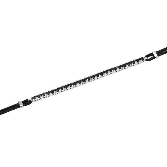 Bracciale con cordino e tennis Mabina con zirconi neri Regolabile 18,5-20,5 cm