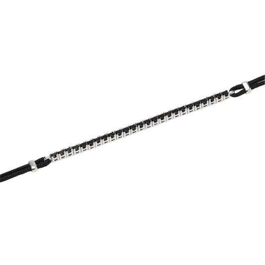 Bracciale con cordino e tennis Mabina con zirconi neri Regolabile 18,5-20,5 cm