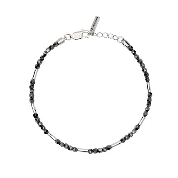Bracciale regolabile Mabina con elementi argento e sfere nere Regolabile 18,5-20,5 cm