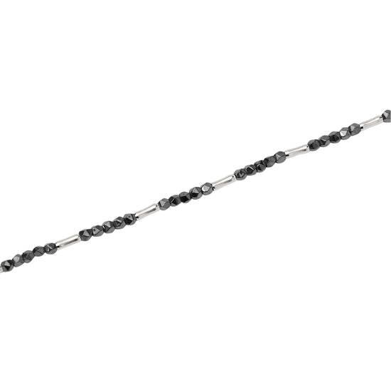 Bracciale regolabile Mabina con elementi argento e sfere nere Regolabile 18,5-20,5 cm