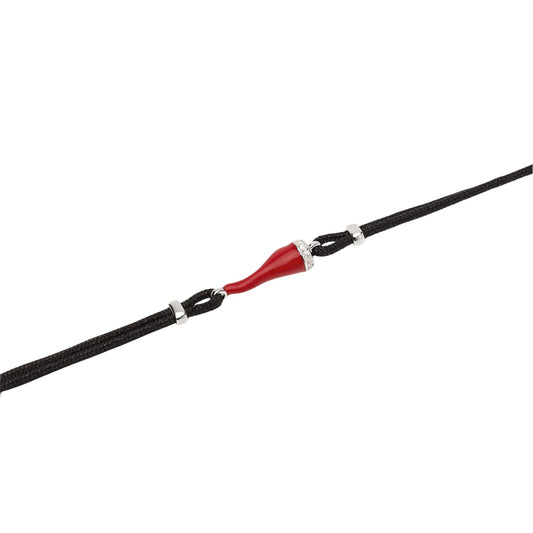 Bracciale con cordino Mabina con cornetto rosso smaltato Regolabile 18,5-20,5 cm