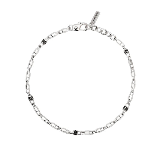 Bracciale con catene Mabina in argento con zirconi neri Regolabile 18,5-20,5 cm